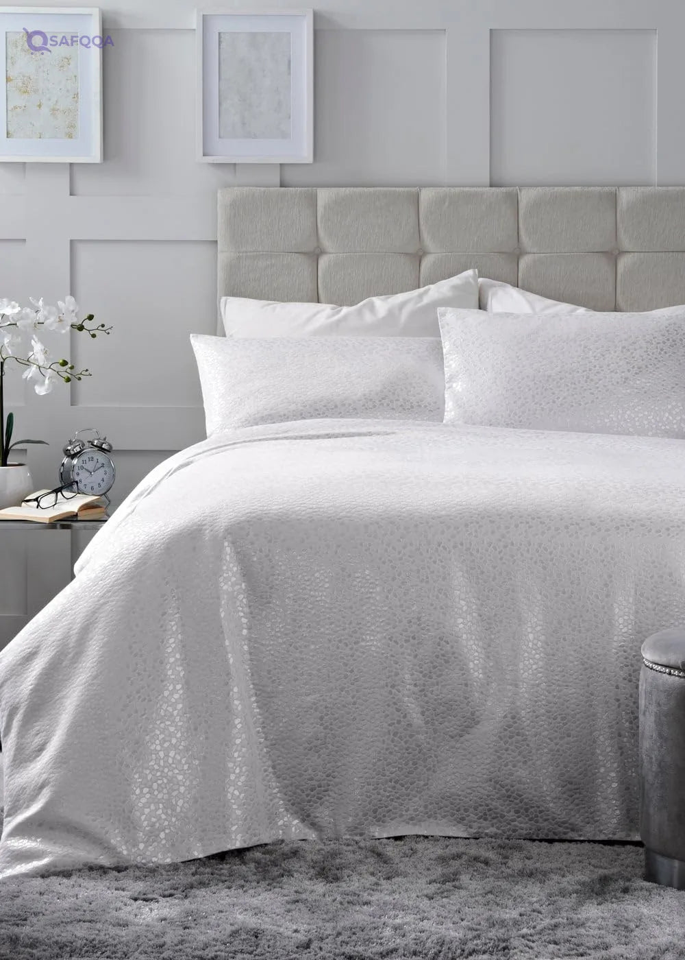 Matalan Metallic Jacquard Duvet Cover - Safqqa