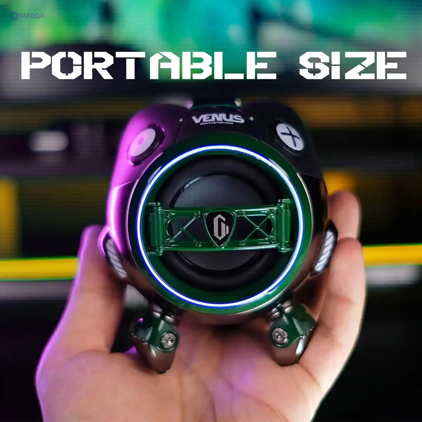 Gravastar G2_Grn Venus Wireless Bluetooth 5.0 Speaker, Aurora Green - Safqqa