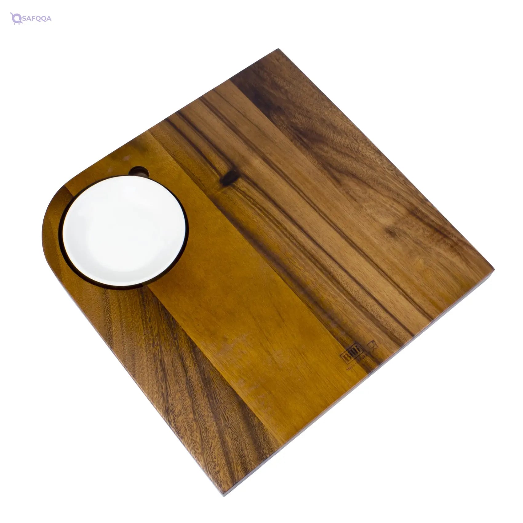 Billi® Wooden Serving Board with Ceramic Dip Bowl – Steak & Food Platter - Safqqa