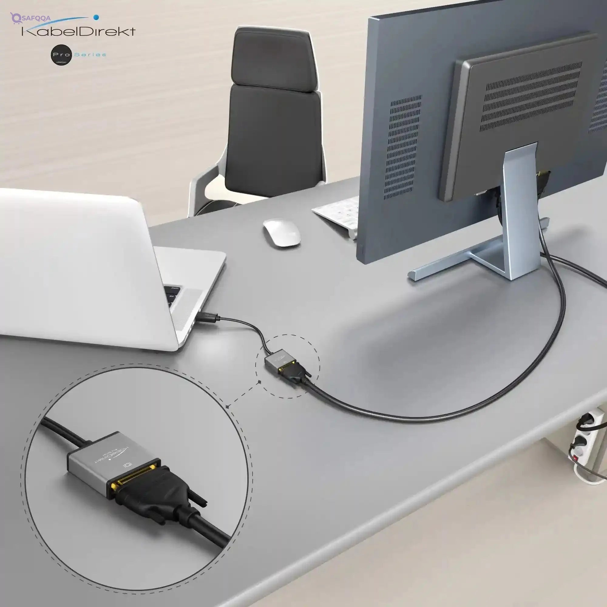 KabelDirekt 1117 0.15m DisplayPort DP to DVI adapter (maximum resolution 4K/30Hz, suitable for all graphics cards with a socket connecting beamers or monitors input) PRO Series black - Safqqa Egypt