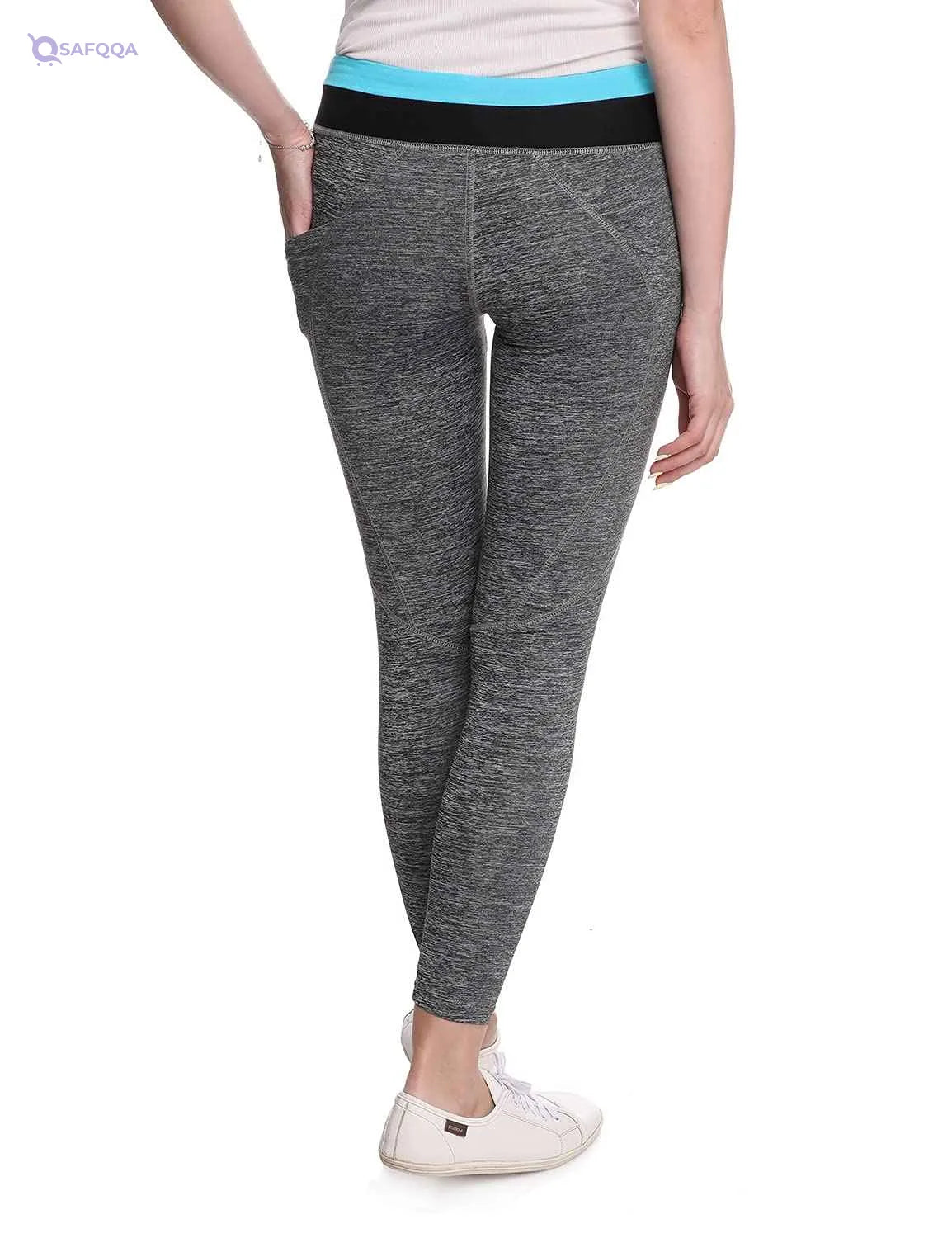 U Athleisure Contrast Waistband Cropped Traning Tights with Side Pockets for Women - Safqqa Egypt