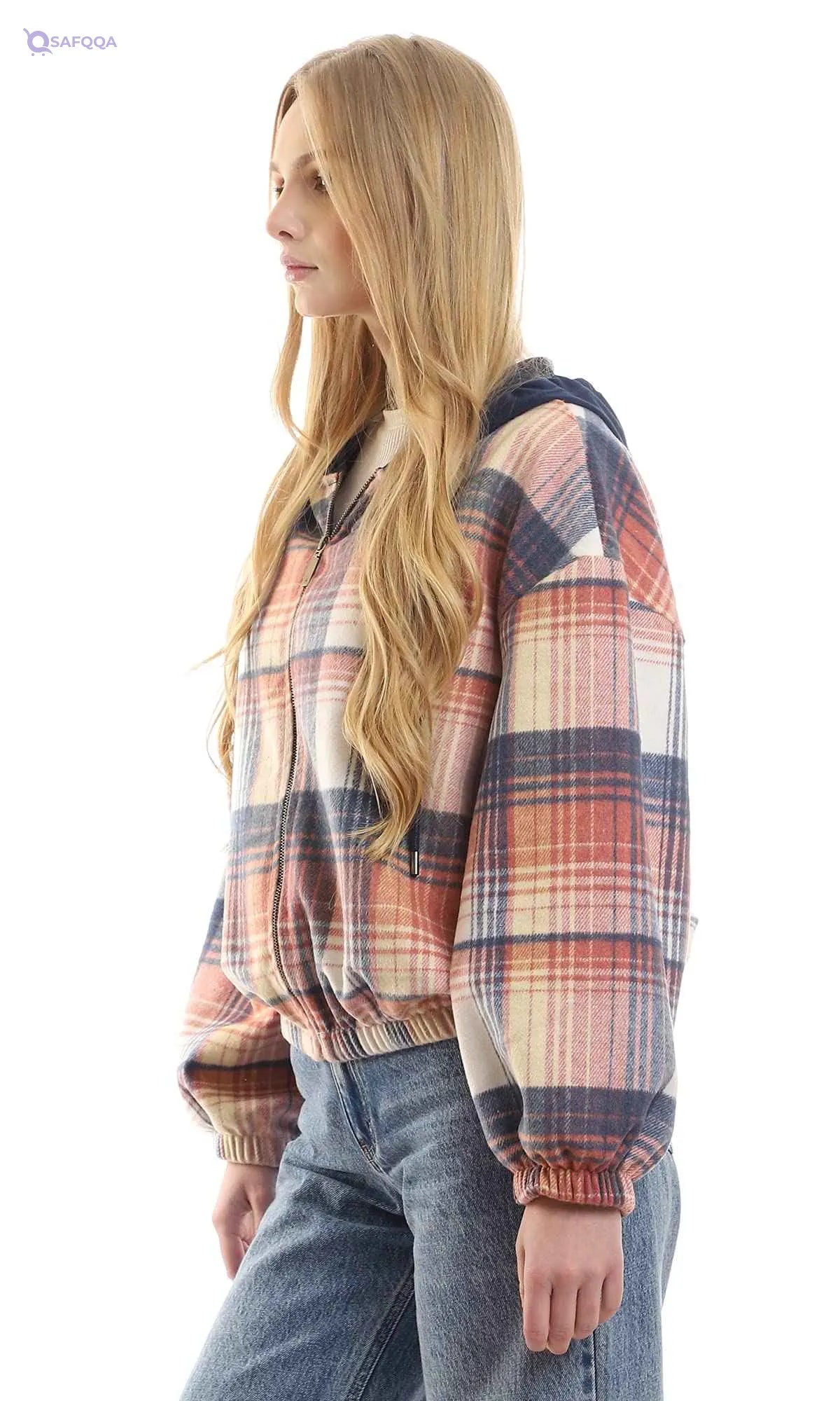 Ravin 95900 Hooded Neck Plaids Sweatshirt, - Safqqa