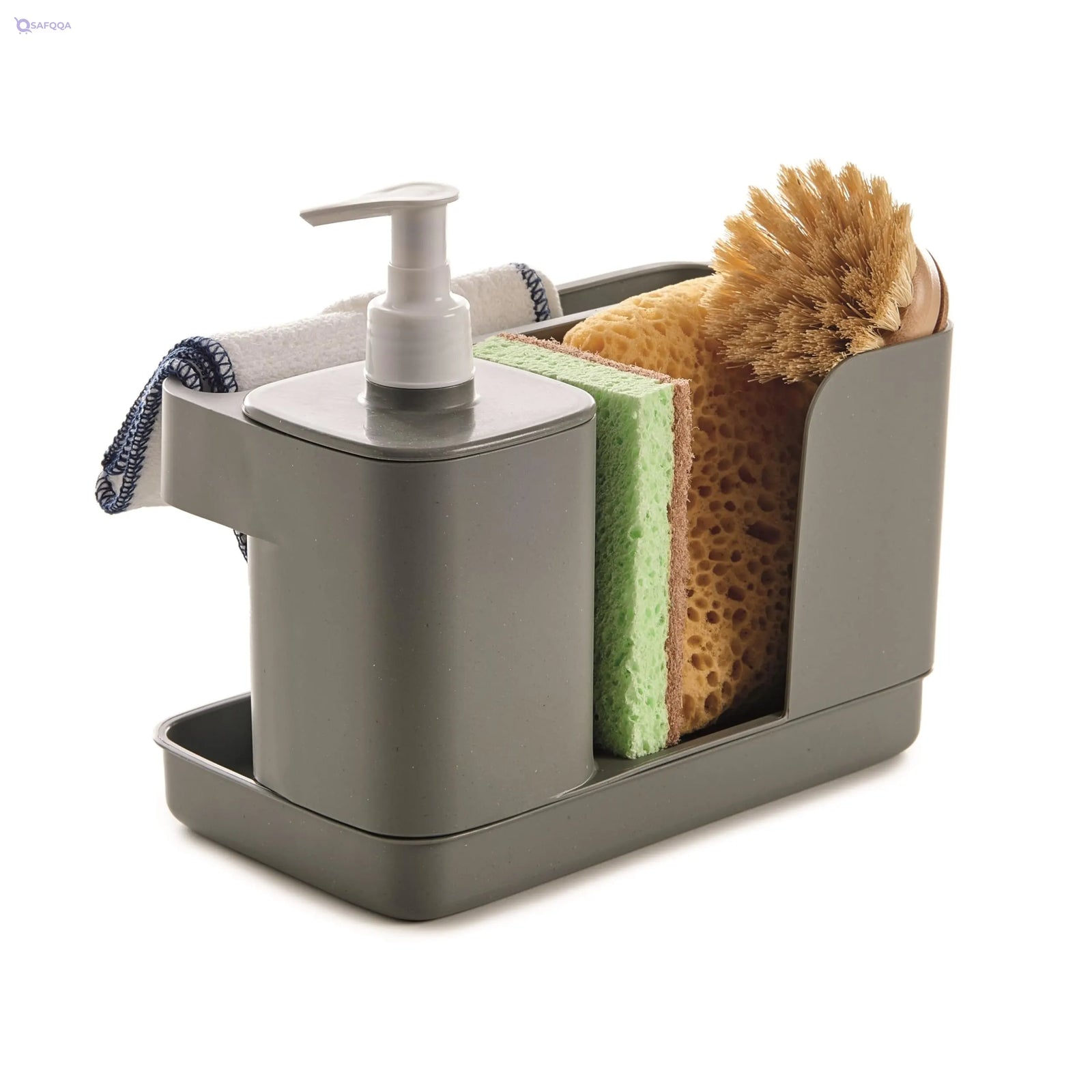 Snips Riordinello grey, sponge holder with dispenser, grey sink organizer, storage box for utensils 21 x 12 x 18 cm, made in Italy, 0% BPA and phthalate free. - Safqqa