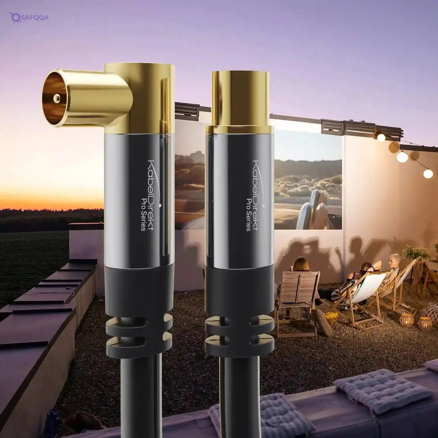 KabelDirekt – 3m 75 Ohm HDTV aerial cable, 90° angled coaxial male connector > straight coaxial female connector, coaxial cable for TV, HDTV, radio, DVB-T2, DVB-C, DVB-S (angled connector) - Safqqa Egypt