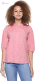 Splash Basic Mandarin Collar Front Button Three Quarter Sleeves Blouses for Women - Safqqa Egypt