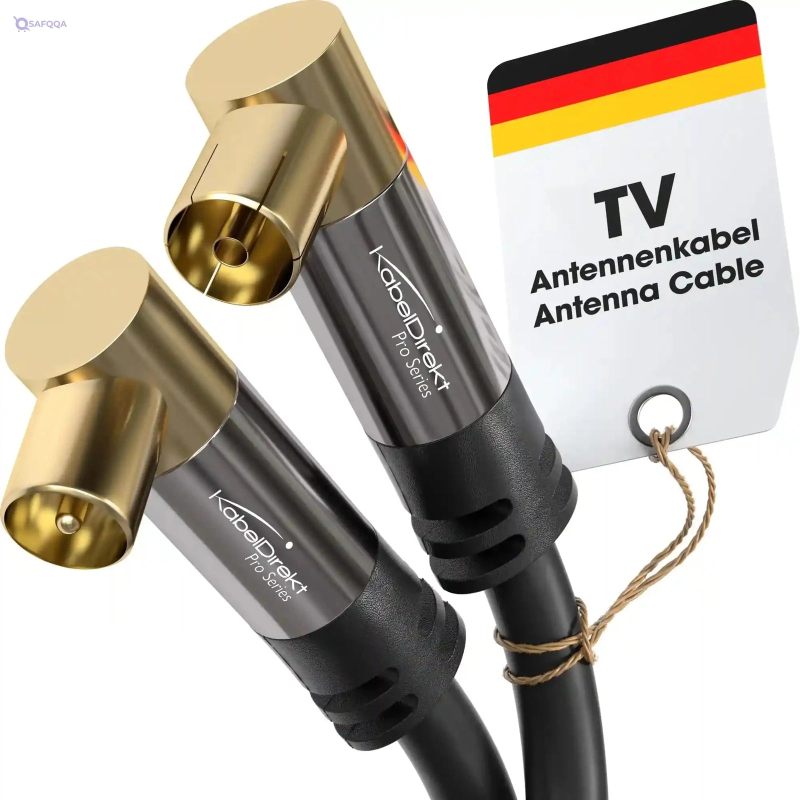 KabelDirekt 189 10m Coaxial Aerial/Antenna Cable with angle 90 ° (Male to Female, 75 Ohm, for TV, HDTV, radio,PRO Series black - Safqqa