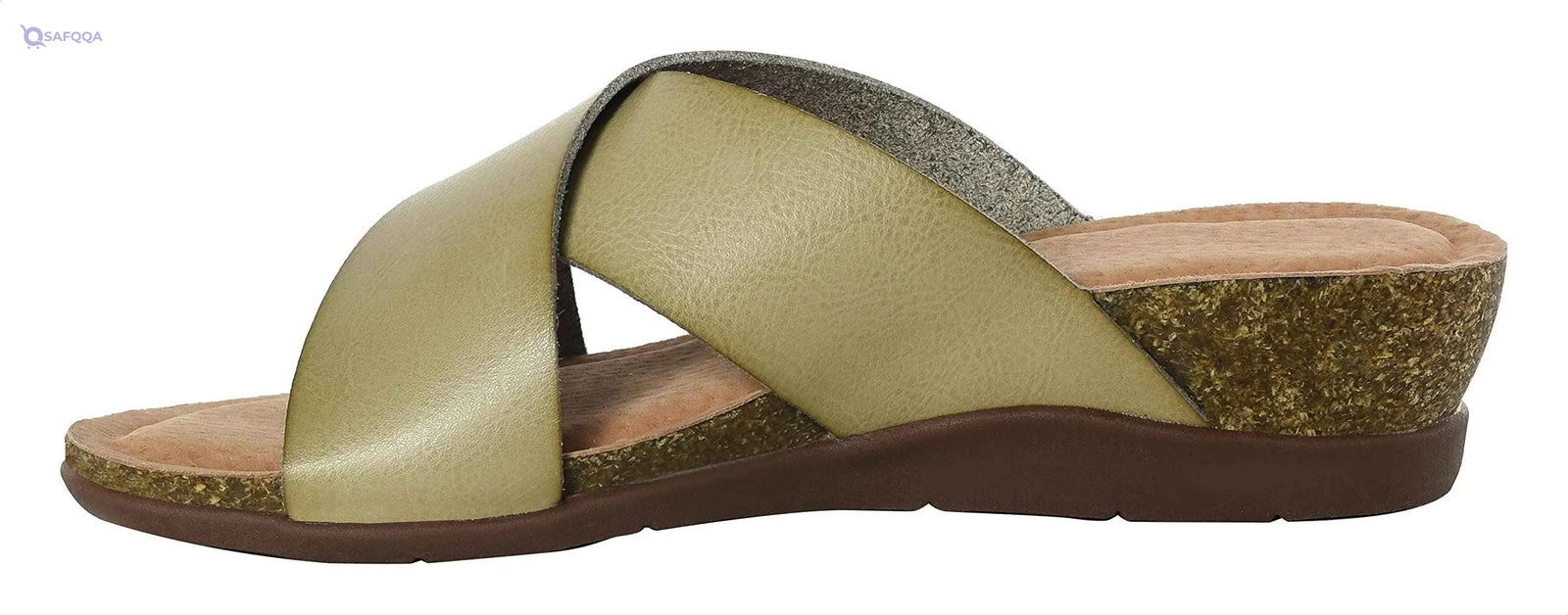 Pixi Faux Leather Cross Strap Open Front Wedge Slipper For Women - Safqqa Egypt