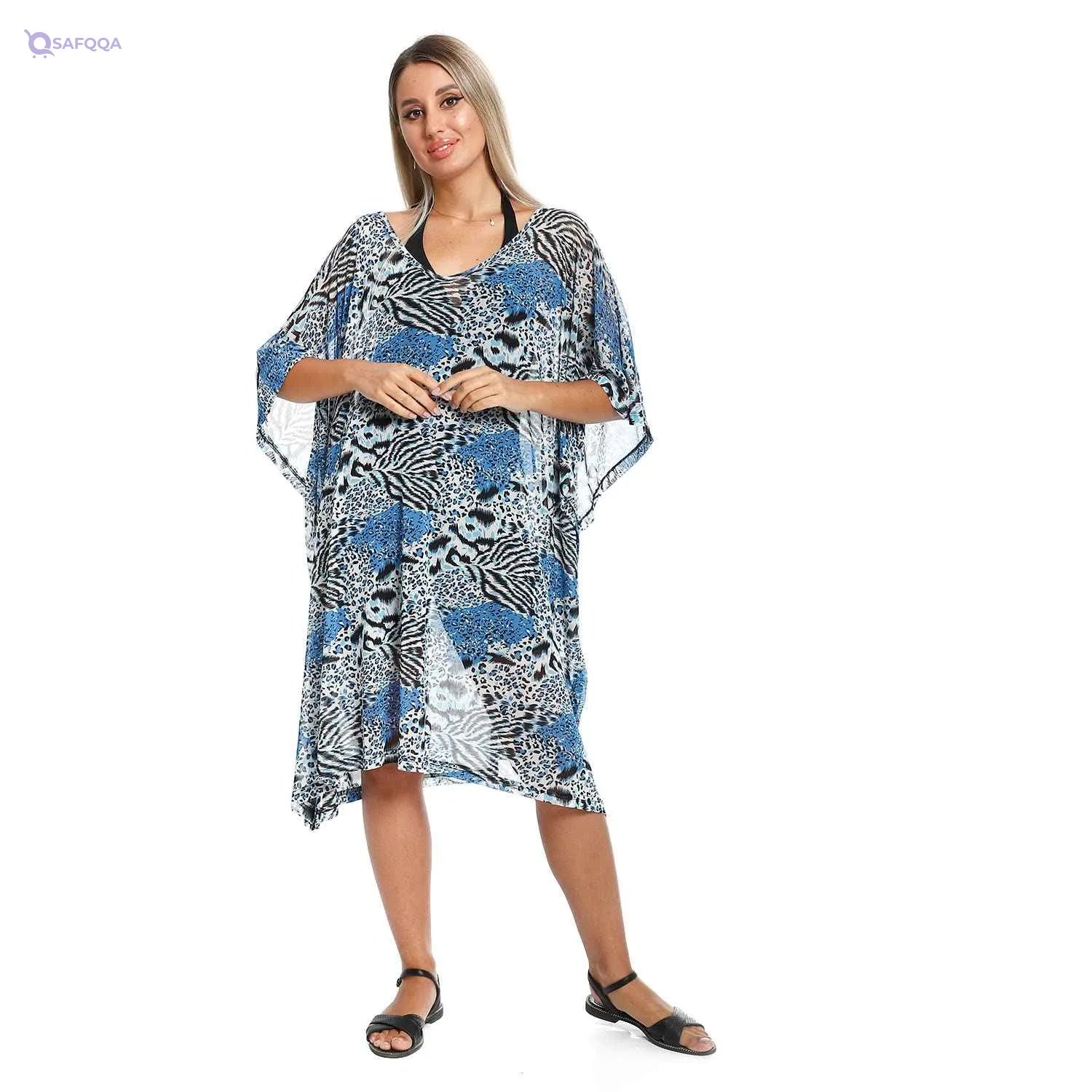 Jamila Women Self Pattern Round Collar Cover Up - Safqqa Egypt