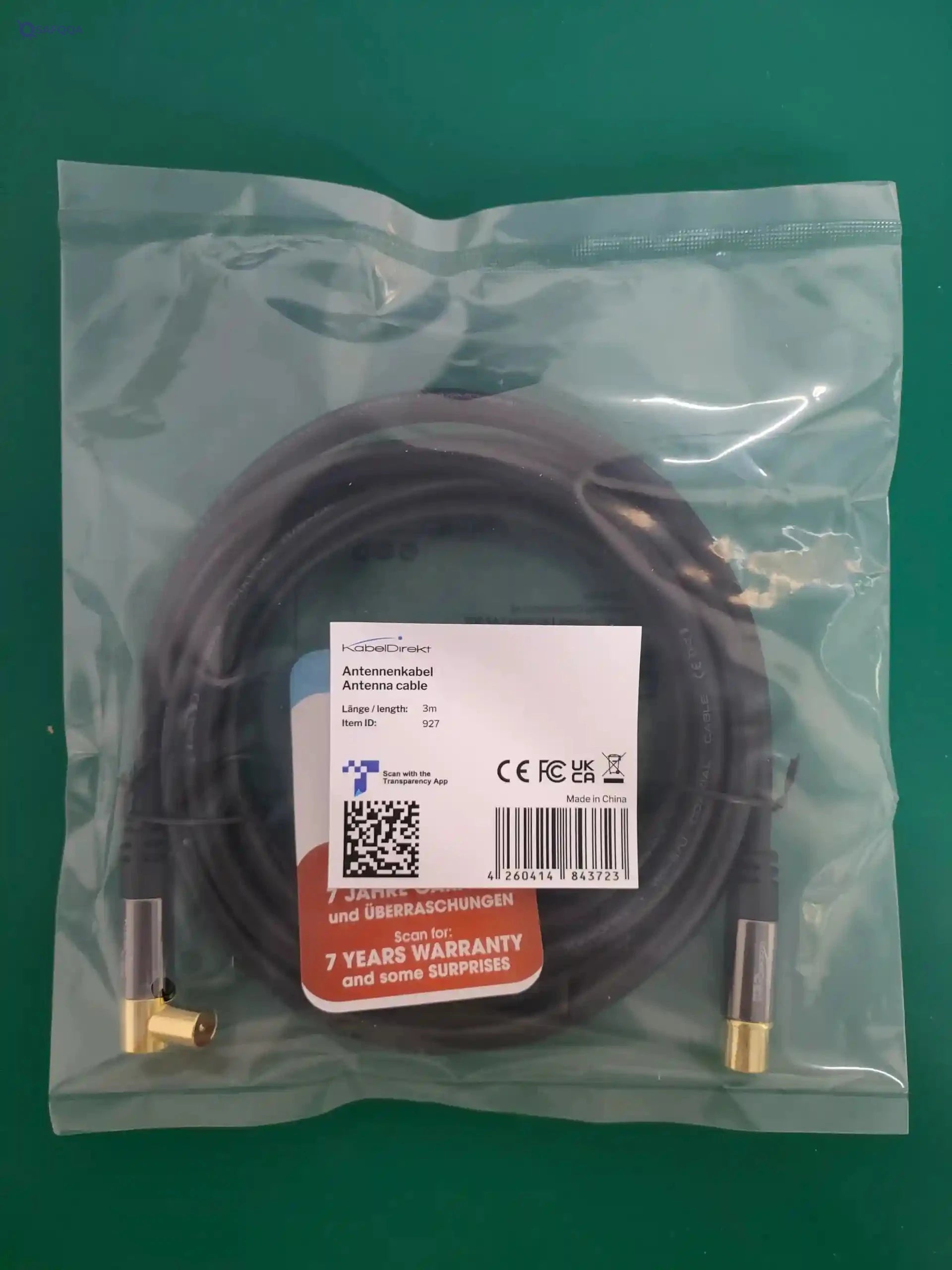 KabelDirekt – 3m 75 Ohm HDTV aerial cable, 90° angled coaxial male connector > straight coaxial female connector, coaxial cable for TV, HDTV, radio, DVB-T2, DVB-C, DVB-S (angled connector) - Safqqa Egypt