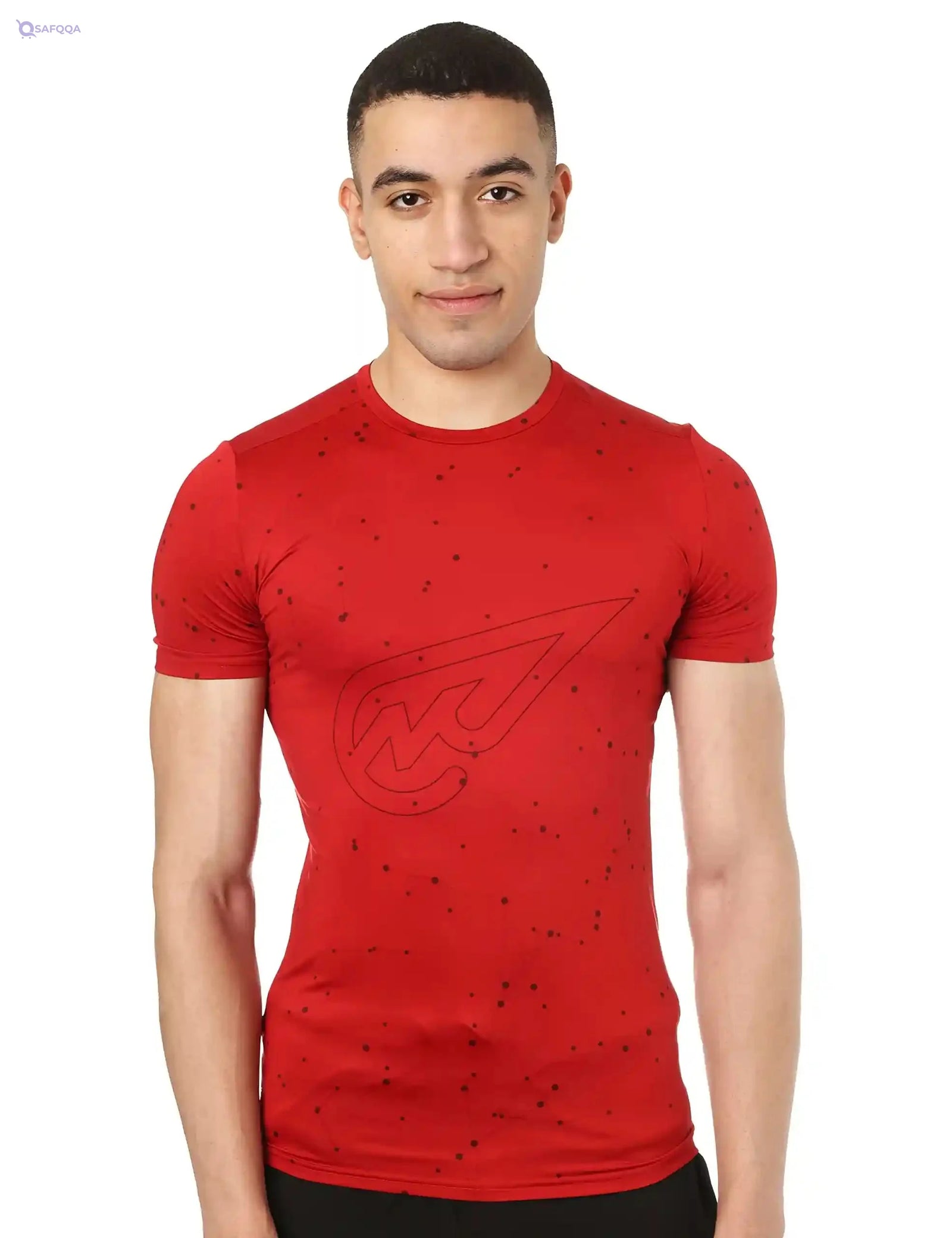 Magma Patterned Round Neck Short Sleeves Slim-Fit Sports T-Shirt for Men - Safqqa Egypt