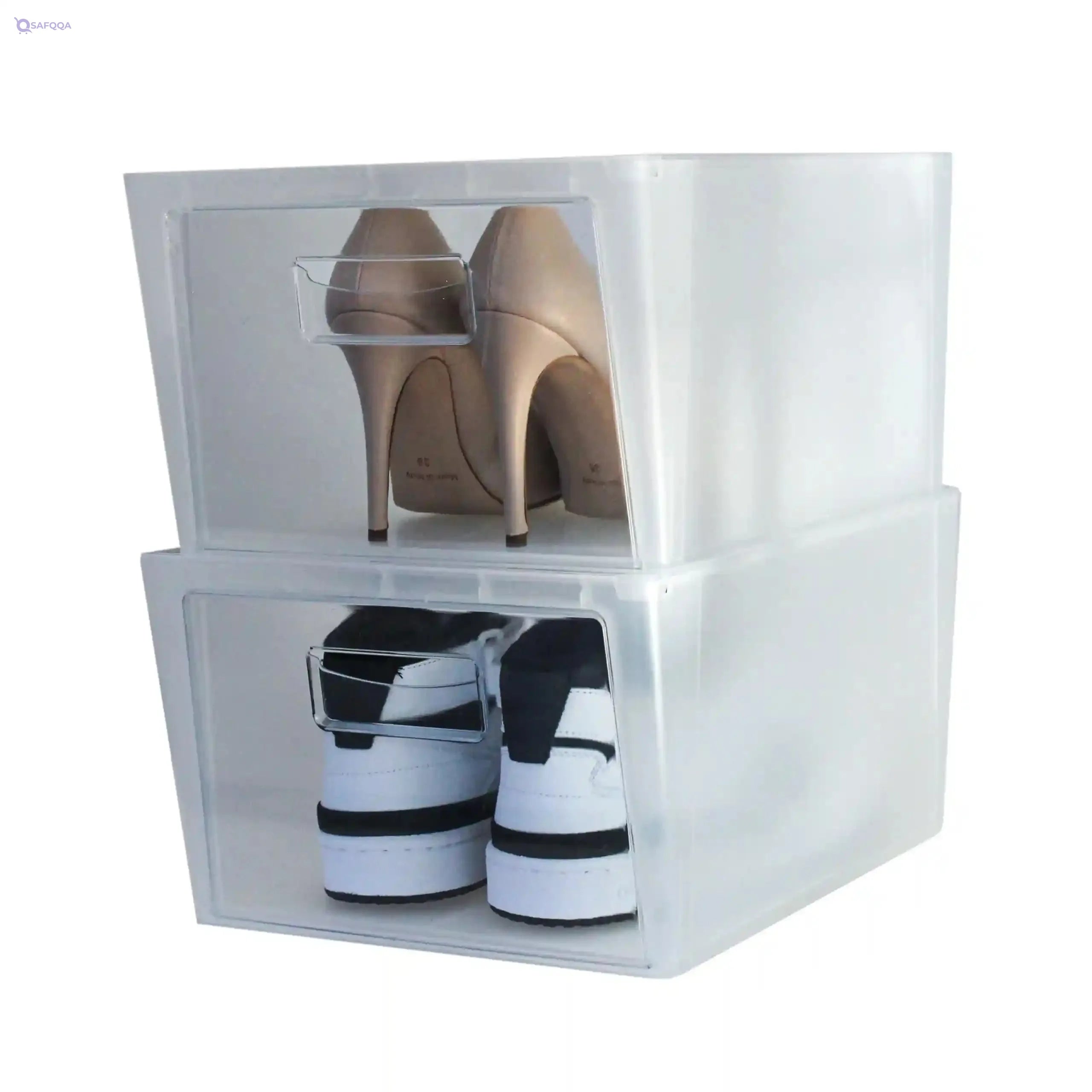 Snips, Set of 2 Shoes Rack, Shoes Organiser, Space Saving Shoe Boxes 37 x 27.7 x 25.7 cm,Made in Italy - Safqqa
