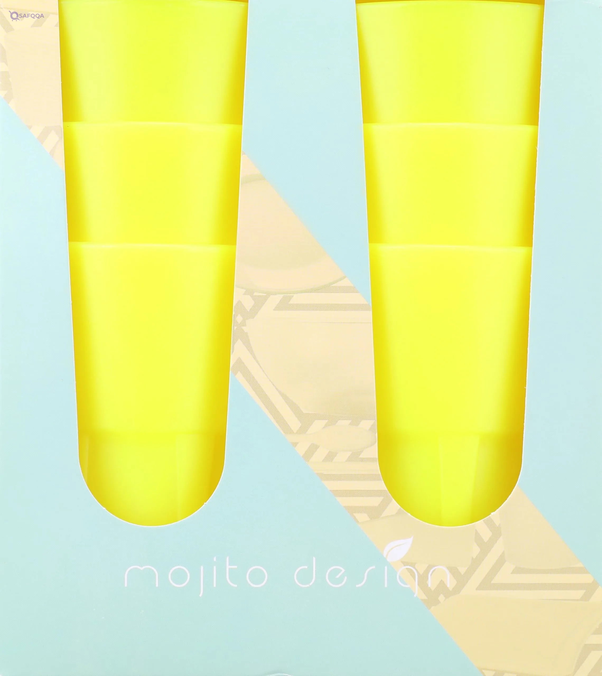 Mojito Design Plastic Cup Set ,0.35 Liter, 6 Pieces - Safqqa