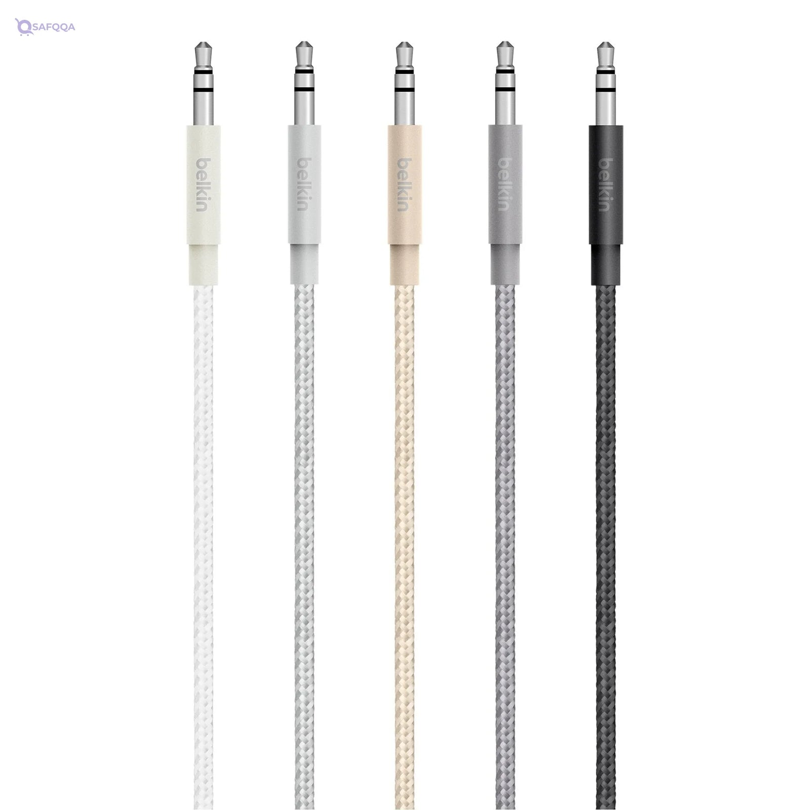 Belkin Mixit Metallic Aux Audio Cable 4 Ft / 1.2 Meters - 3.5Mm Braided Tangle Free Auxiliary Cable With Aluminuim Connectors, Durable And Sleek Audio Link - Grey - Safqqa