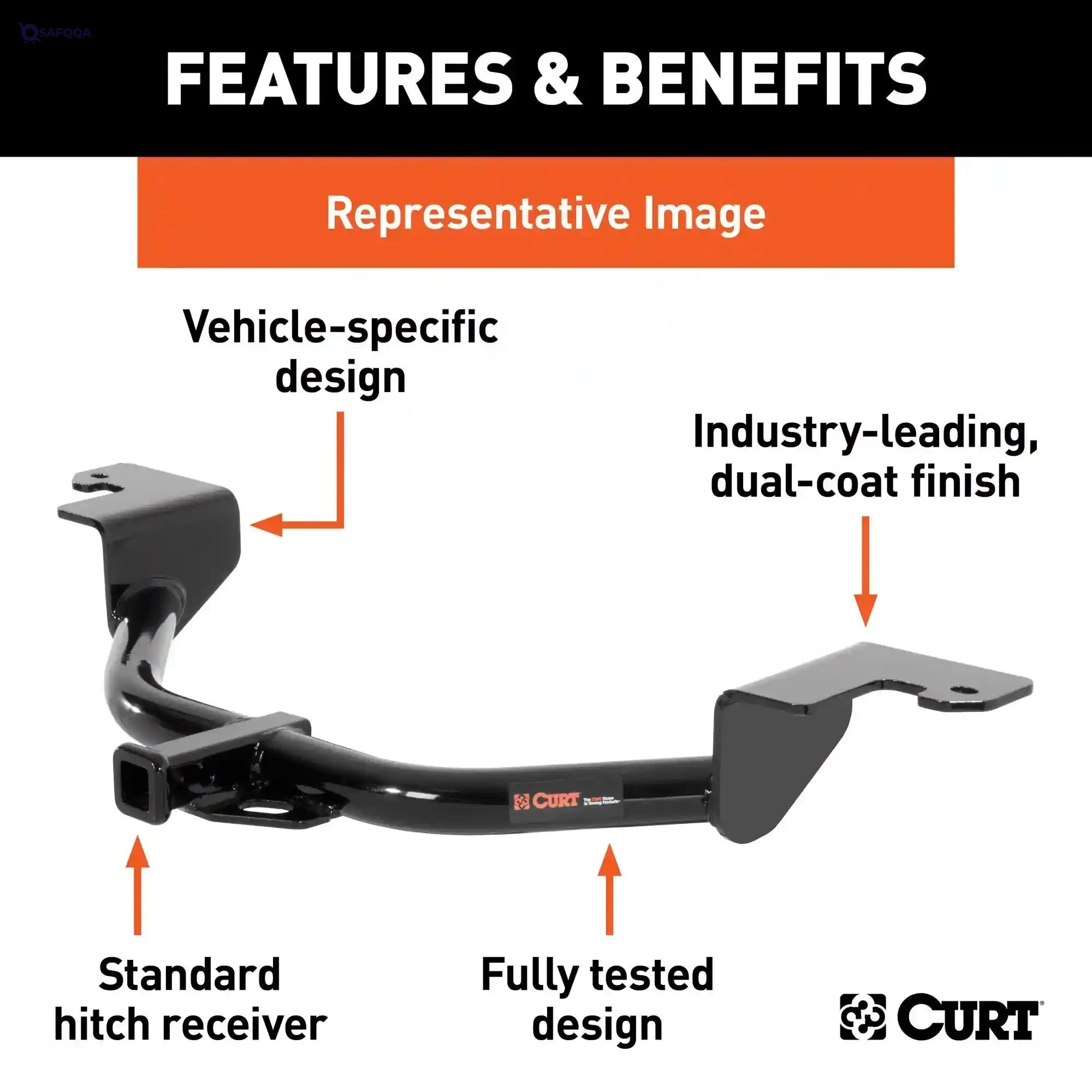 CURT 112903 Class 1 Trailer Hitch with Ball Mount, 1-1/4-In Receiver, Fits Select Honda Accord, Acura CL, TL, Black-Damage Box - Safqqa