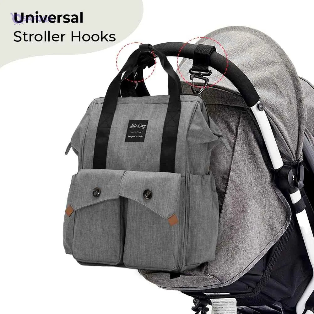 TEKNUM Double Baby Stroller Pram + Diaper Bag wt Stroller Hooks & Changing Mat + Pouch Wide Seat and Canopy Big Basket 5 Point Seat Belt Cushioned Seat (6-36 Months ) -Dark Grey - Safqqa