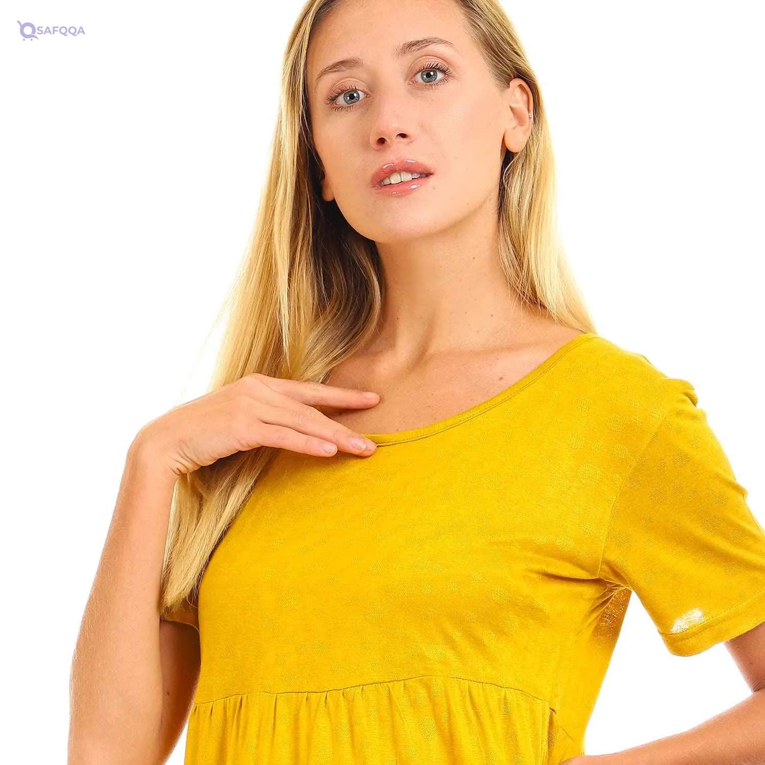 JAMILA Women Round Short Sleeves Tiered Dress DRESS - Safqqa Egypt