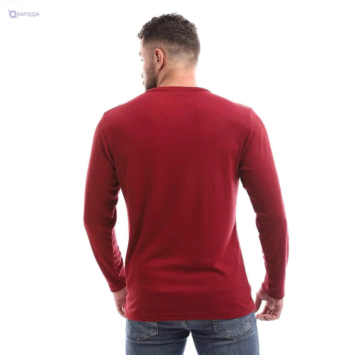 Offcliff Men’s Plain Long Sleeve Crew Neck Shirt - Safqqa