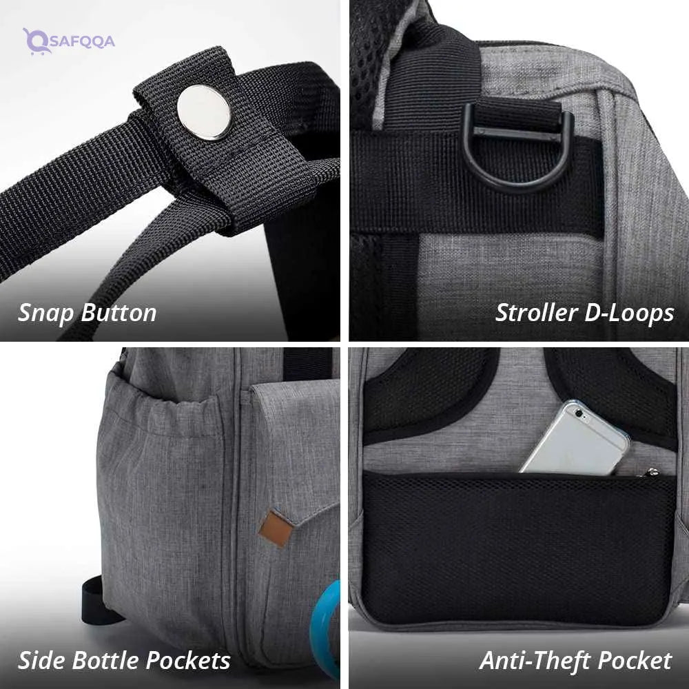 TEKNUM Double Baby Stroller Pram + Diaper Bag wt Stroller Hooks & Changing Mat + Pouch Wide Seat and Canopy Big Basket 5 Point Seat Belt Cushioned Seat (6-36 Months ) -Dark Grey - Safqqa