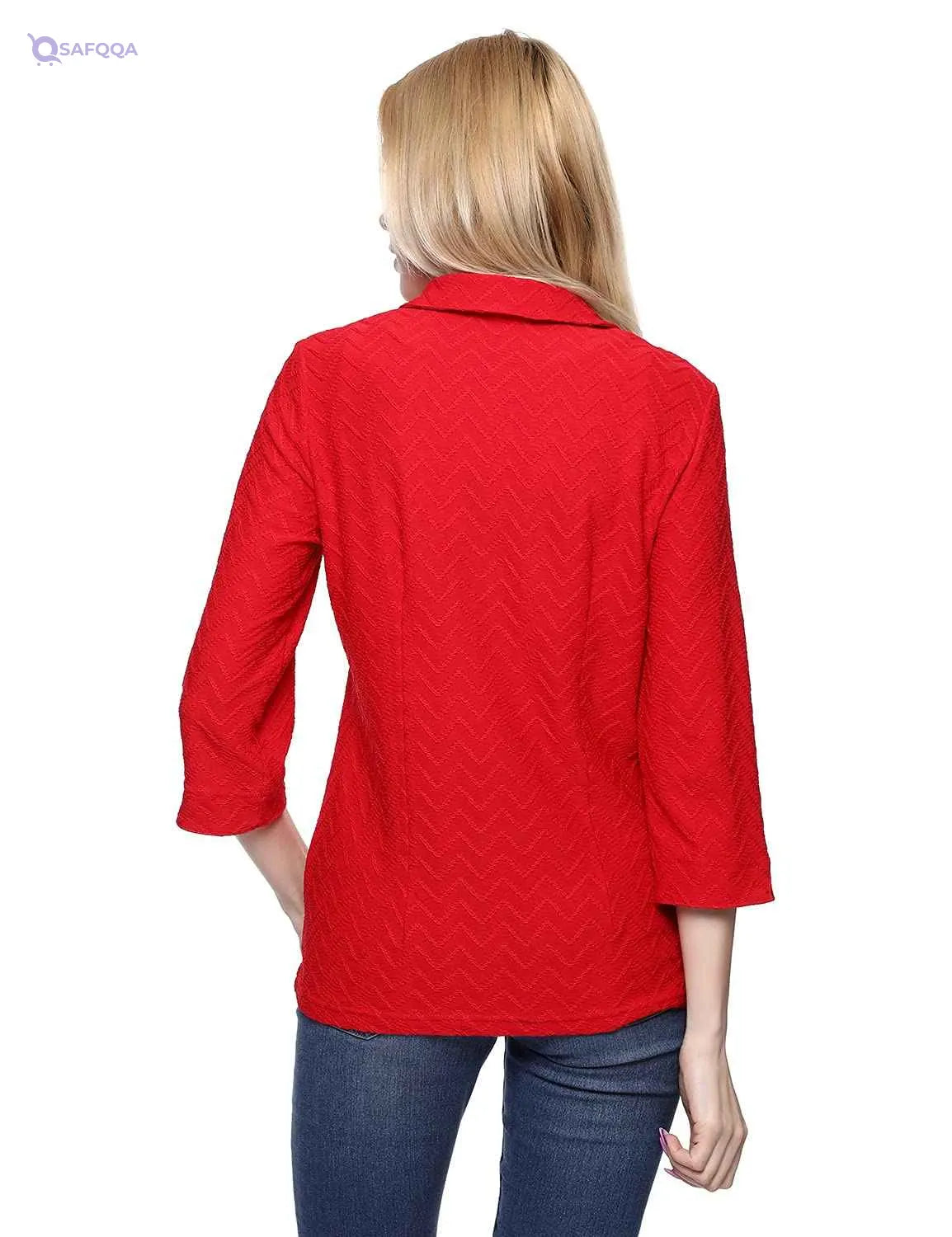 Chica Chevron-Patterned Three-Quarter Sleeves Shirt for Women - Safqqa Egypt