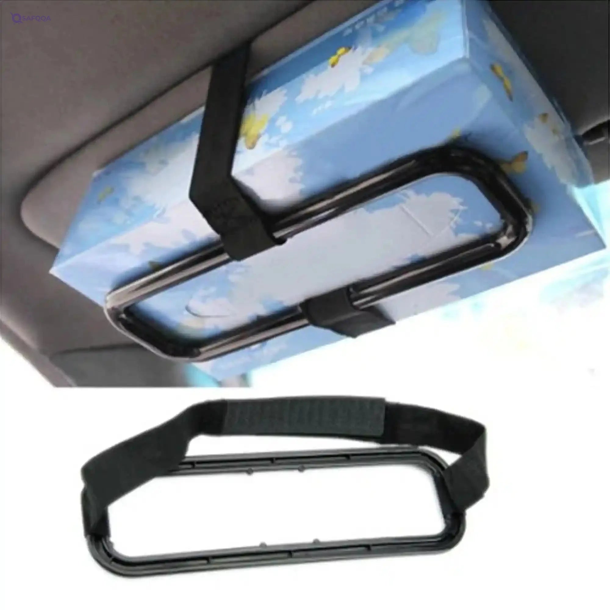 Car tissue paper box holder Auto rear seat headrest support Hold Clip Sun Visor Tissue Box Holder,Car Mount Organizer (Black) - Safqqa Egypt
