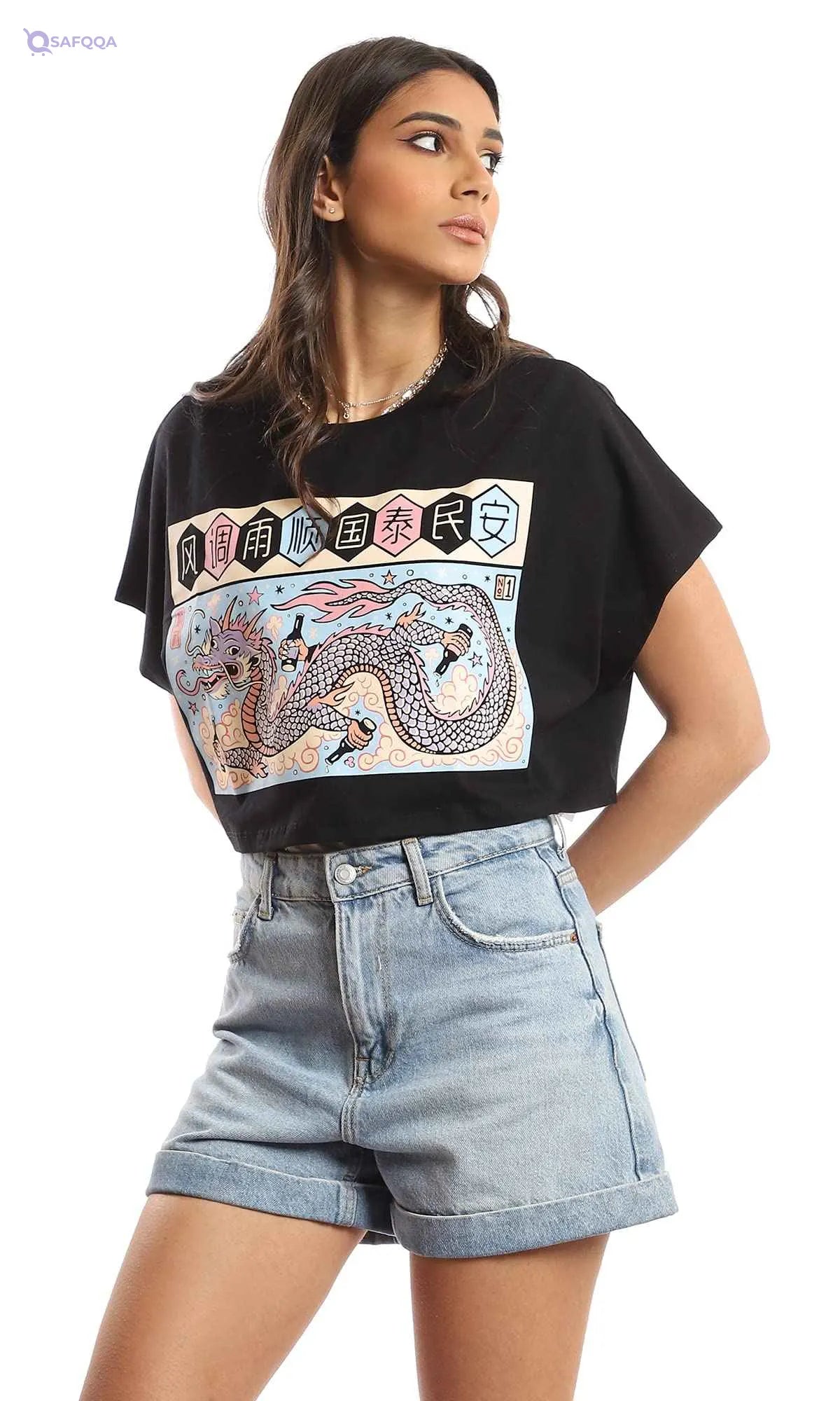 Ravin womens Ravin Women Loose Fit Printed Short Sleeves T-Shirt - Safqqa Egypt