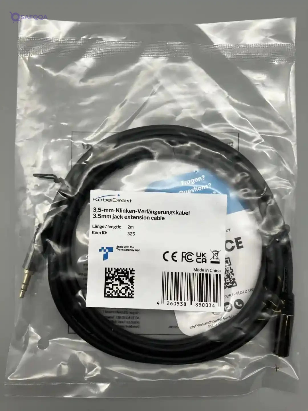 KabelDirekt 325 2m Headphone Extension Lead Cable, 3.5mm connectors (aux audio male jack plug/female jack, practically unbreakable metal casing, perfect for headphones) black - Safqqa Egypt