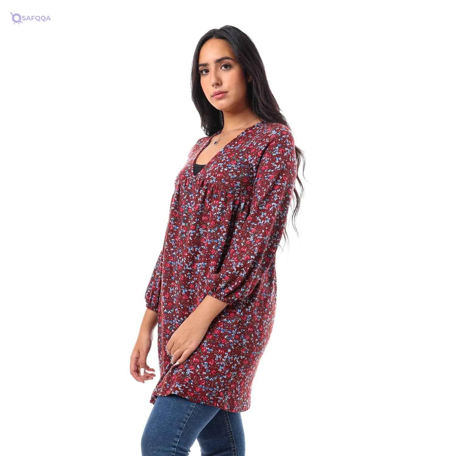 JAMILA Printed Long Sleeve Blouse For Women,Durable quality that withstands frequent washing. - Safqqa