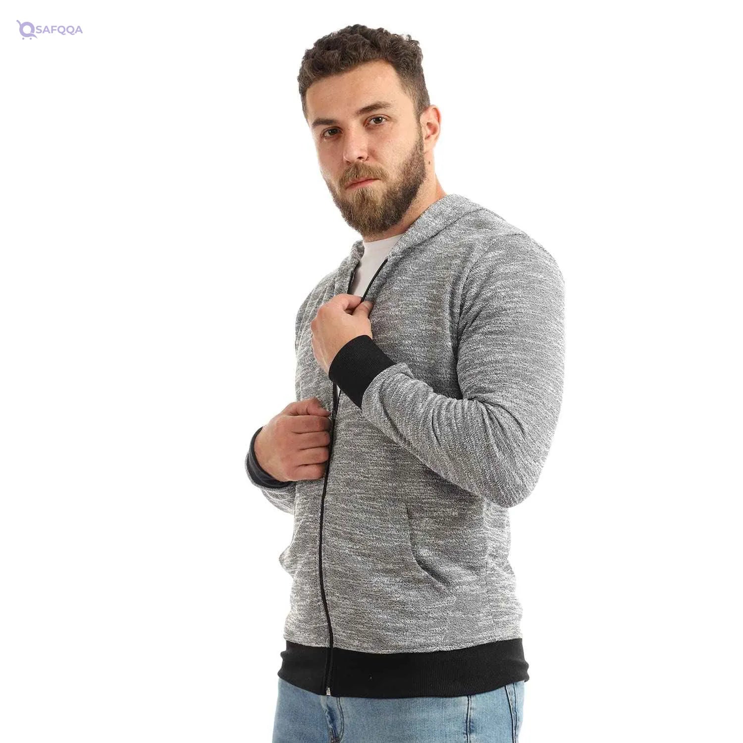 Off Cliff Zipper Jacket For Men,Two or more side pockets for secure storage of essentials or hand warming.. - Safqqa