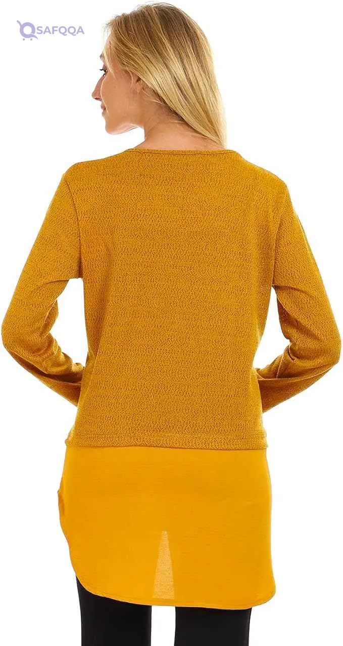 JAMILA Women Decorative Buttons Round Top SHIRT - Safqqa Egypt