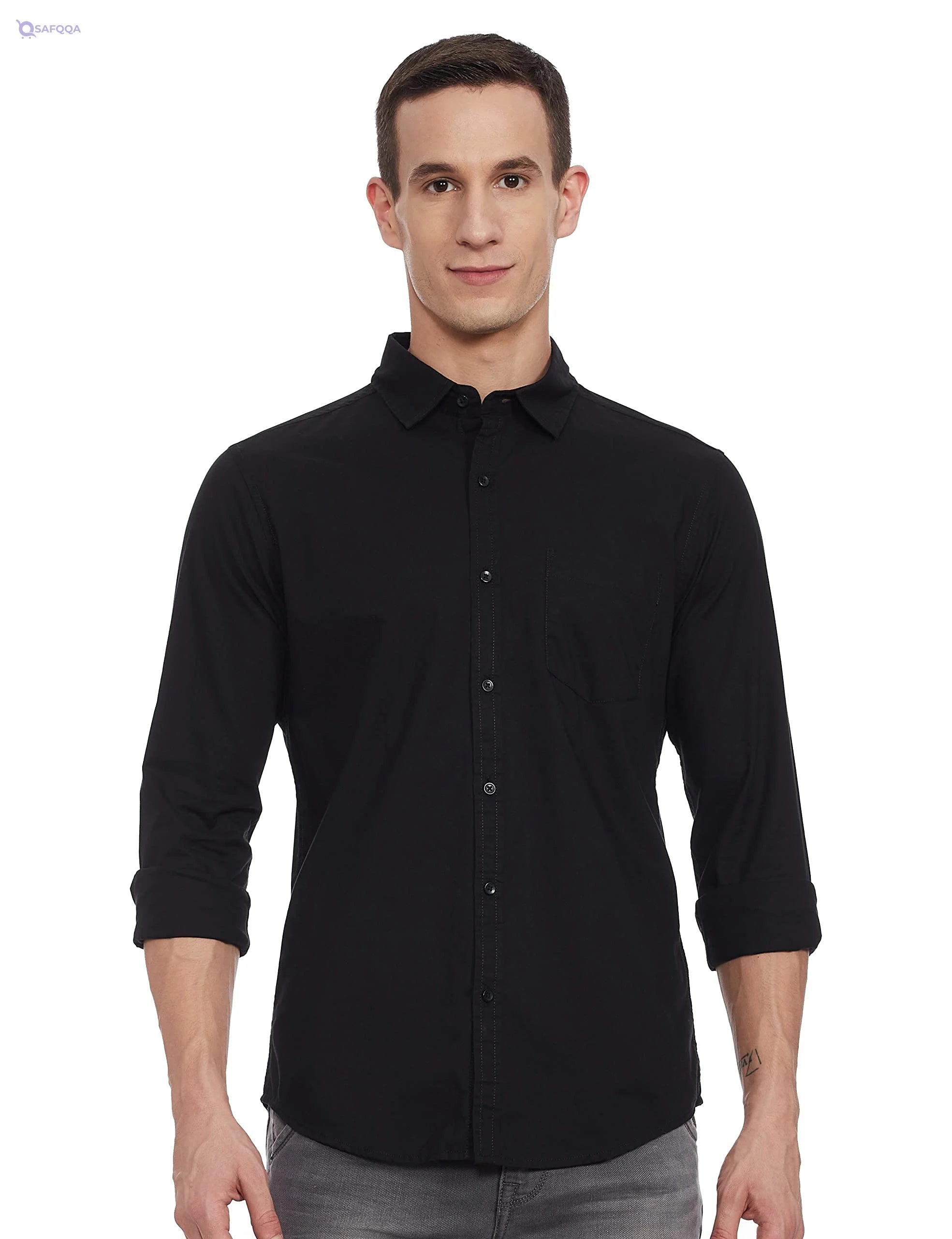 Diverse Men’s Solid Slim Fit Casual Shirt - Safqqa
