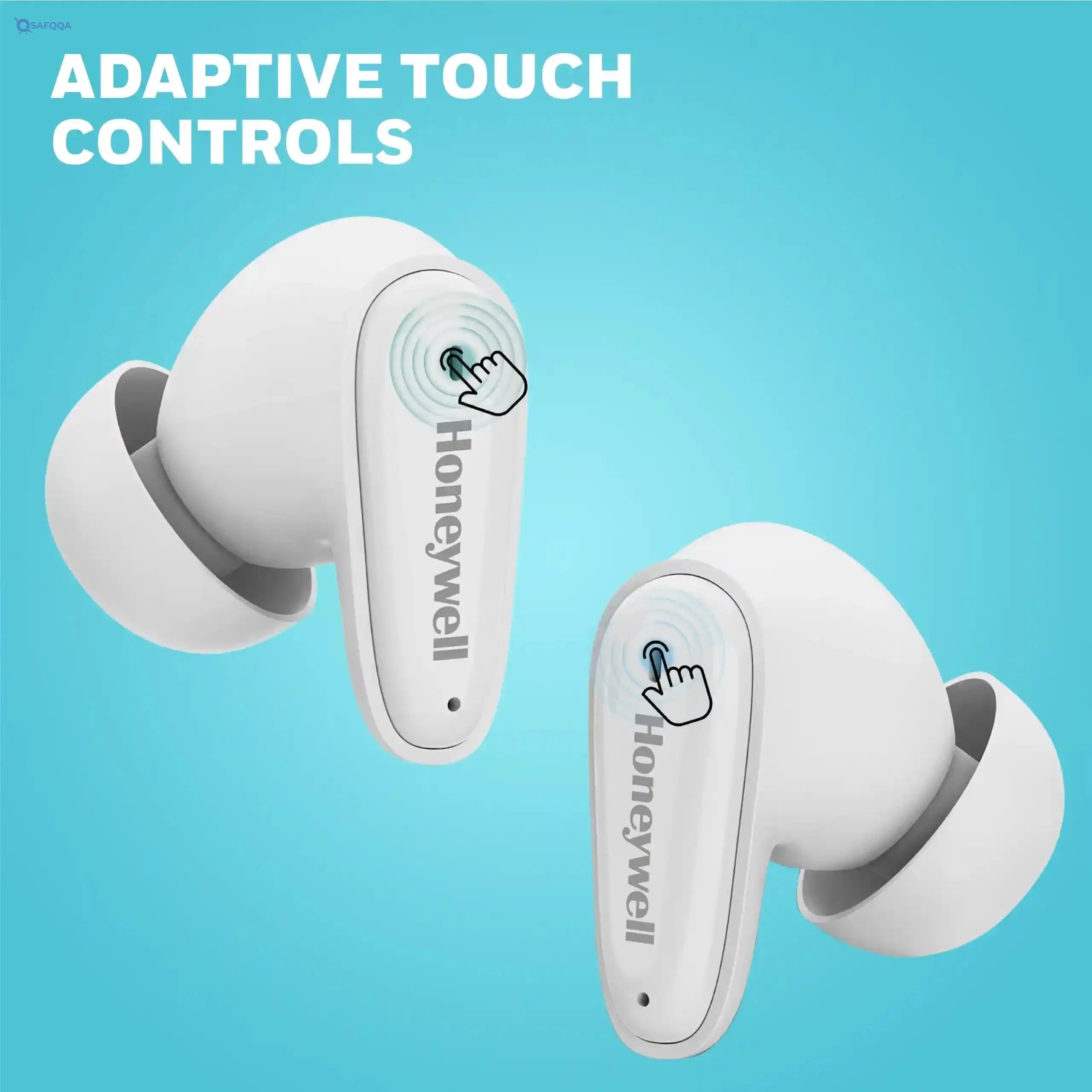 Honeywell  V1100, in-Ear True Wireless Stereo Earbuds with Digital Battery Display Case, Dual Microphones, Bluetooth V5.3, 31 Hours of Playtime, 100 Hours Stand-by, Fast Charging, White - Safqqa