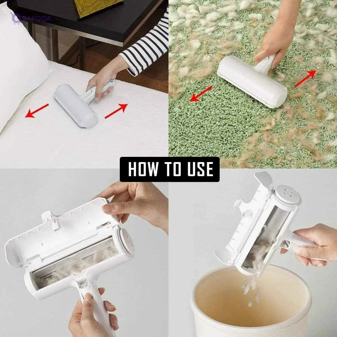Lint Roller Dog Hair, Cat Hair, Pet Hair Remover - Easily Remove Pet Fur from Furniture, Carpets, Bedding, Clothing and more. - Safqqa