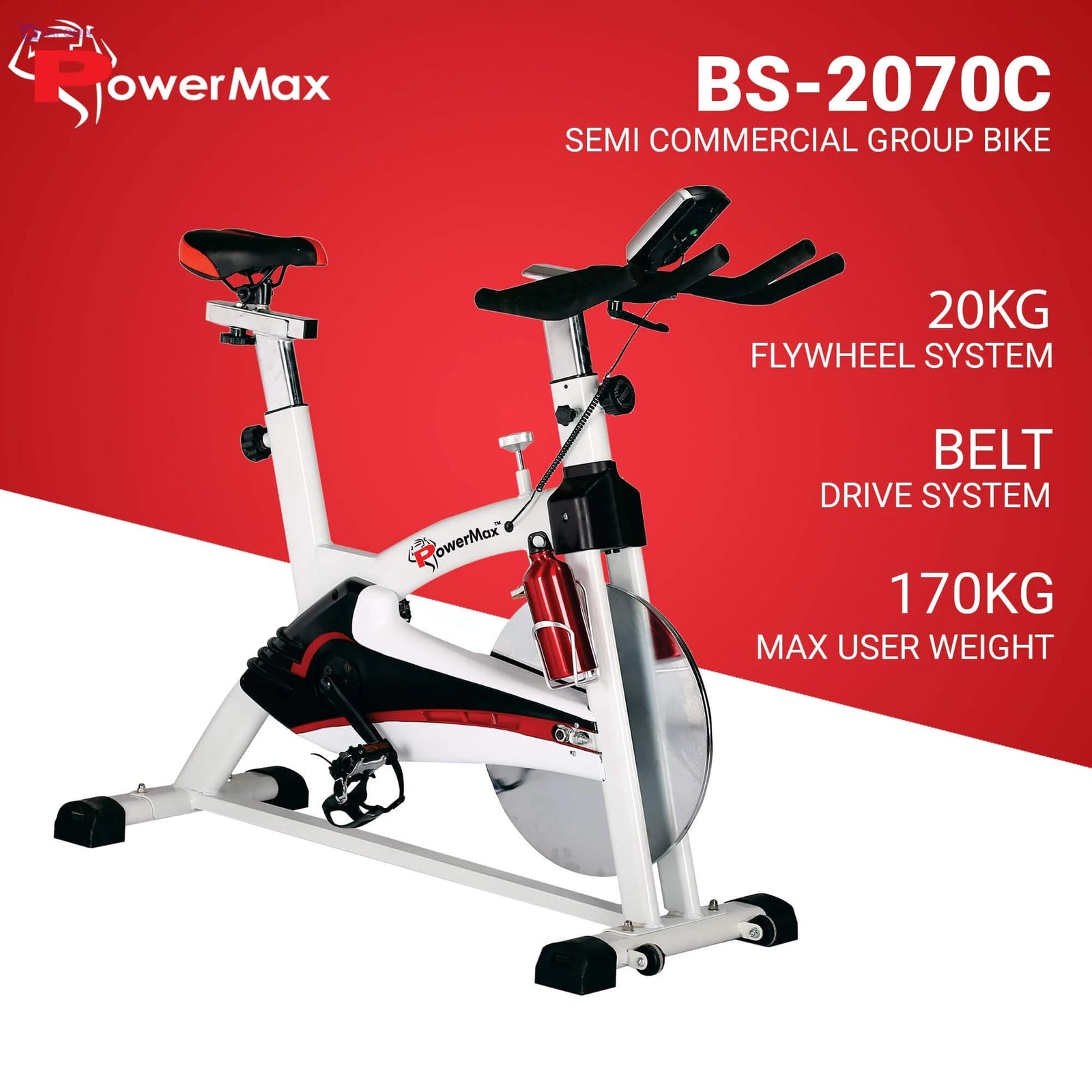Powermax Fitness BS-2070C Semi-Commercial Spin Bike - Safqqa