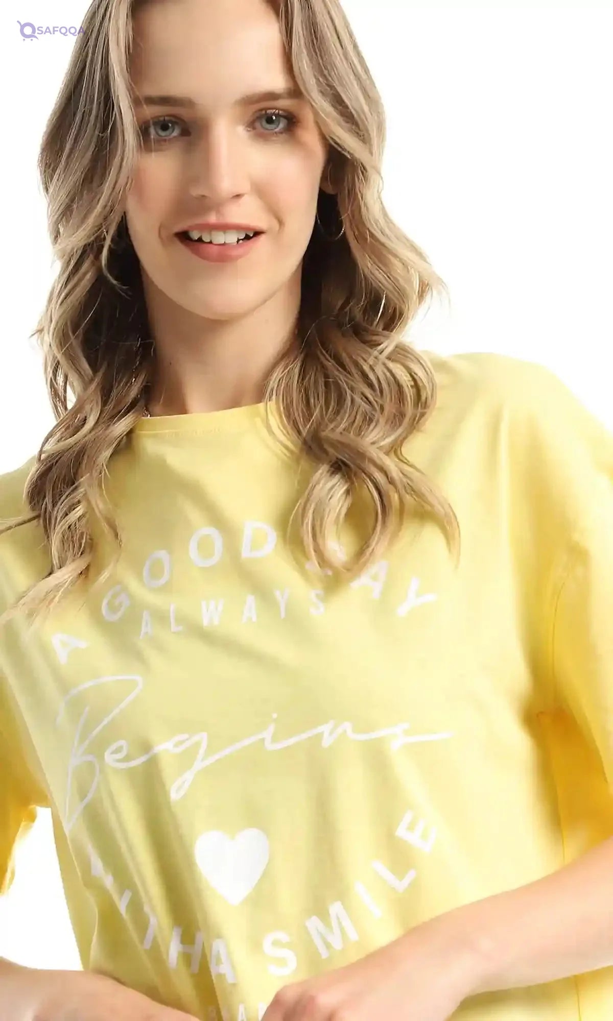 Ravin 98237 Loose Fit Printed Yellow Cotton Summer Tee - Safqqa Egypt