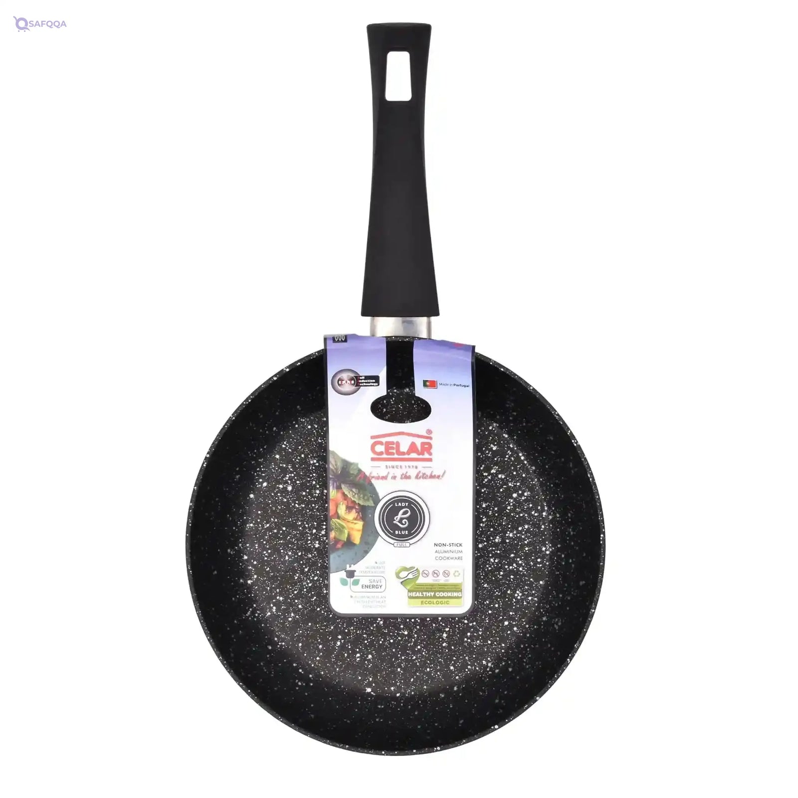 Celar Aluminum Frying Pan, 22 cm Size, Blue, Non-stick, Induction + Gas Stove, Made In Portugal - Safqqa