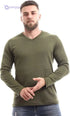 Off Cliff Men’s Plain V-Neck Long Sleeve Casual T-Shirt - Safqqa