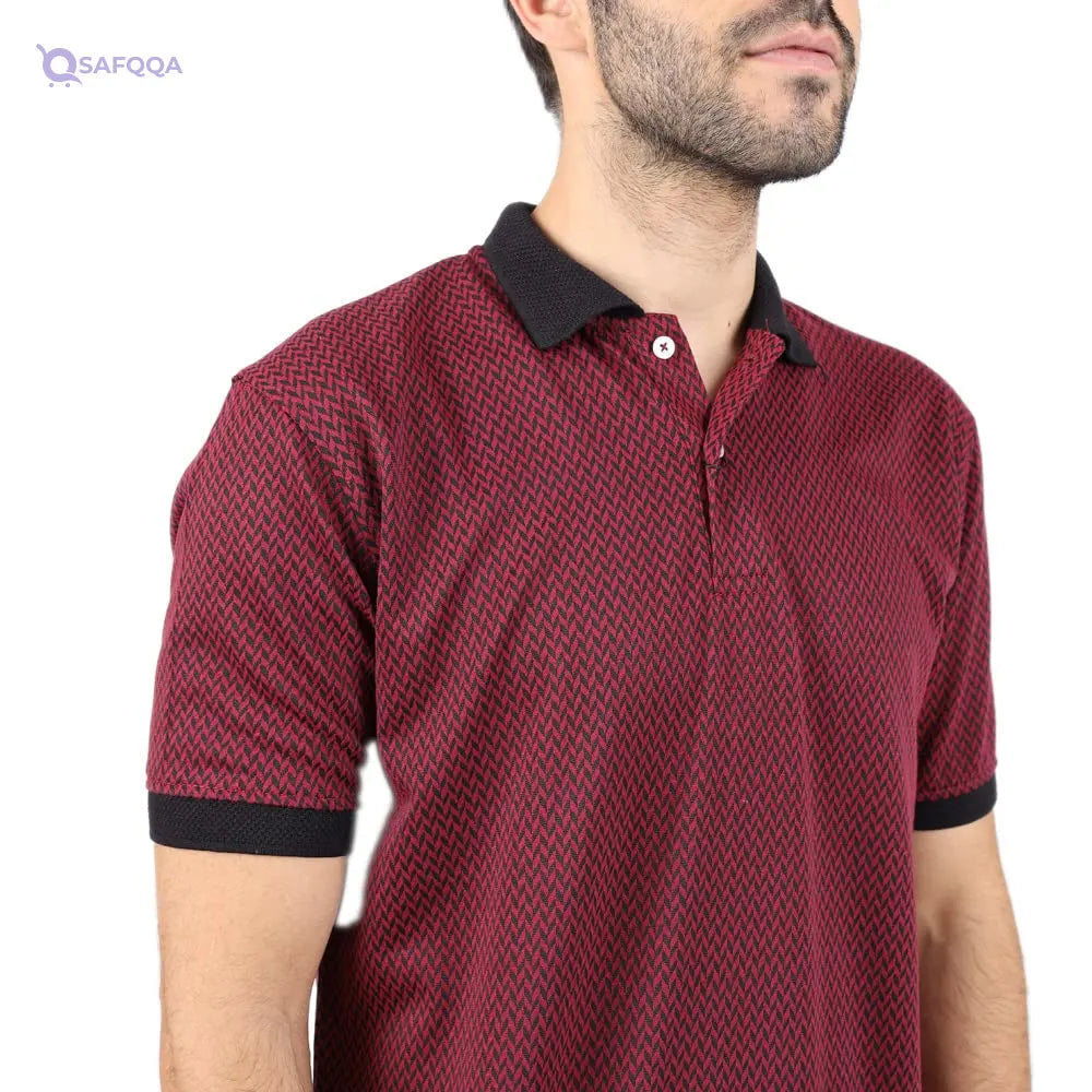 FIRE WOOD Full Print Zig zag Basic Polo For Men,,Soft, breathable fabric for all-day comfort. - Safqqa