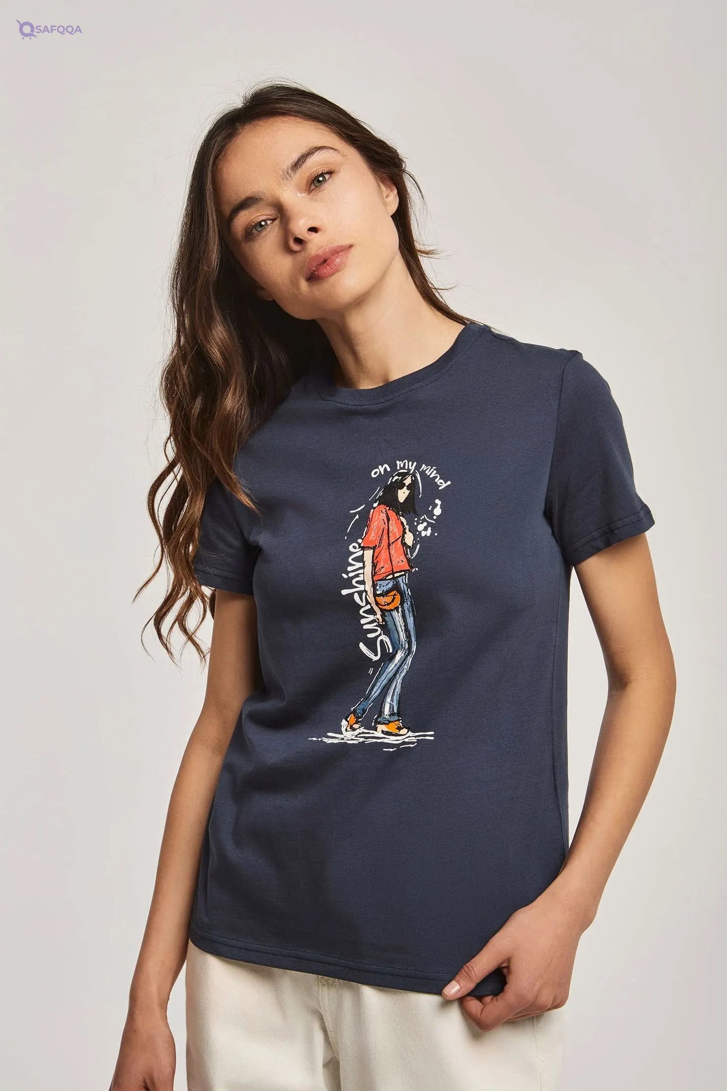 Premoda  T-Shirt For Womens Lightweight material suitable for daily wear - Safqqa