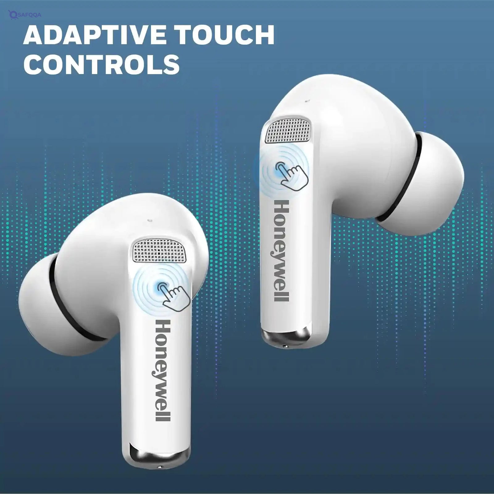 Honeywell  U5100, in-Ear Wireless Active Noice Cancellation, True Wireless Stereo Earbuds, Low Latency Mode(50MS), 6 Mics, Bluetooth V5.2, Sweat & Splash Resistant, 62 Hour Playtime, White - Safqqa