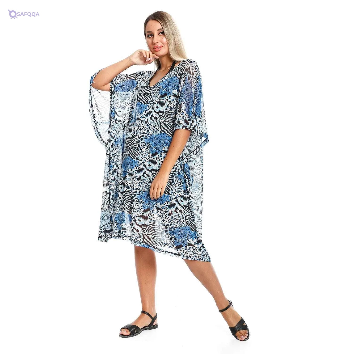 Jamila Women Self Pattern Round Collar Cover Up - Safqqa Egypt