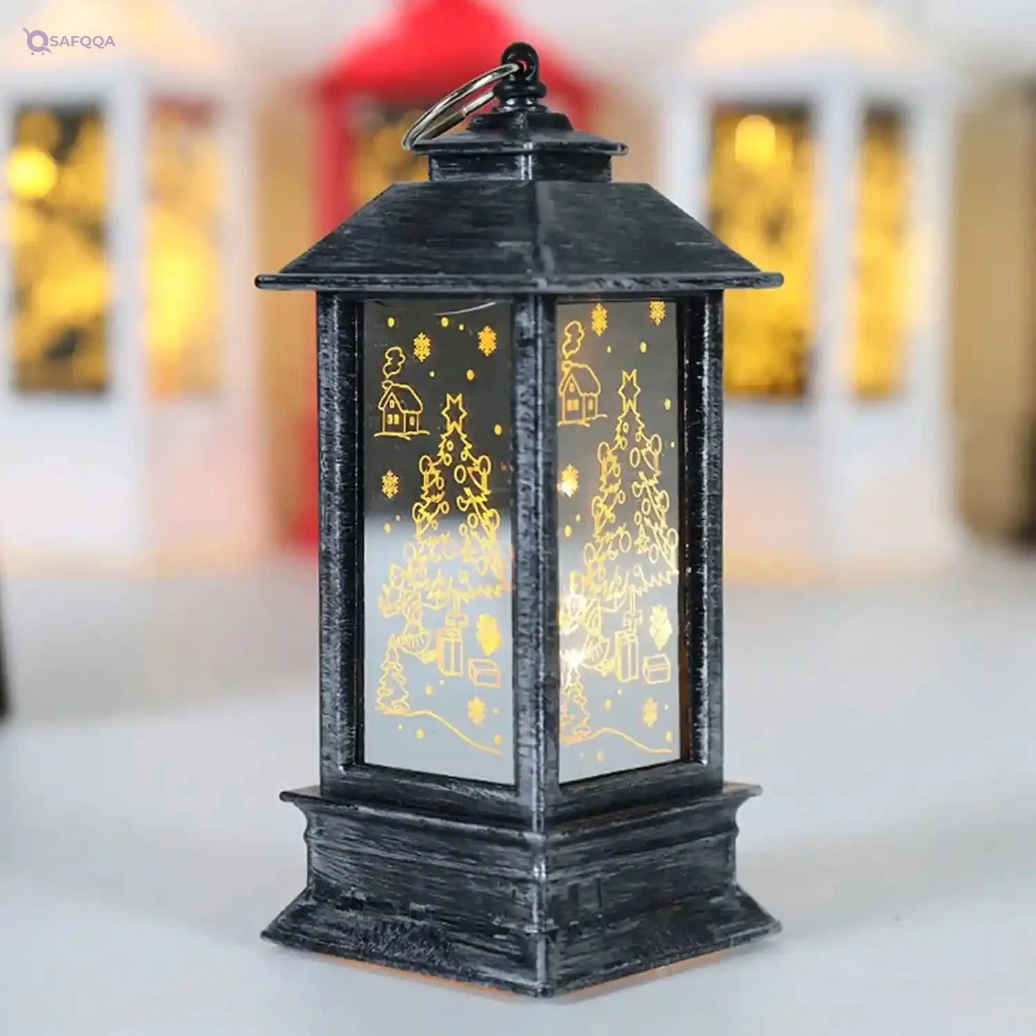 Christmas Lantern Candlestick Lamp – Festive Snowman & Santa Decorative Night Light - Safqqa