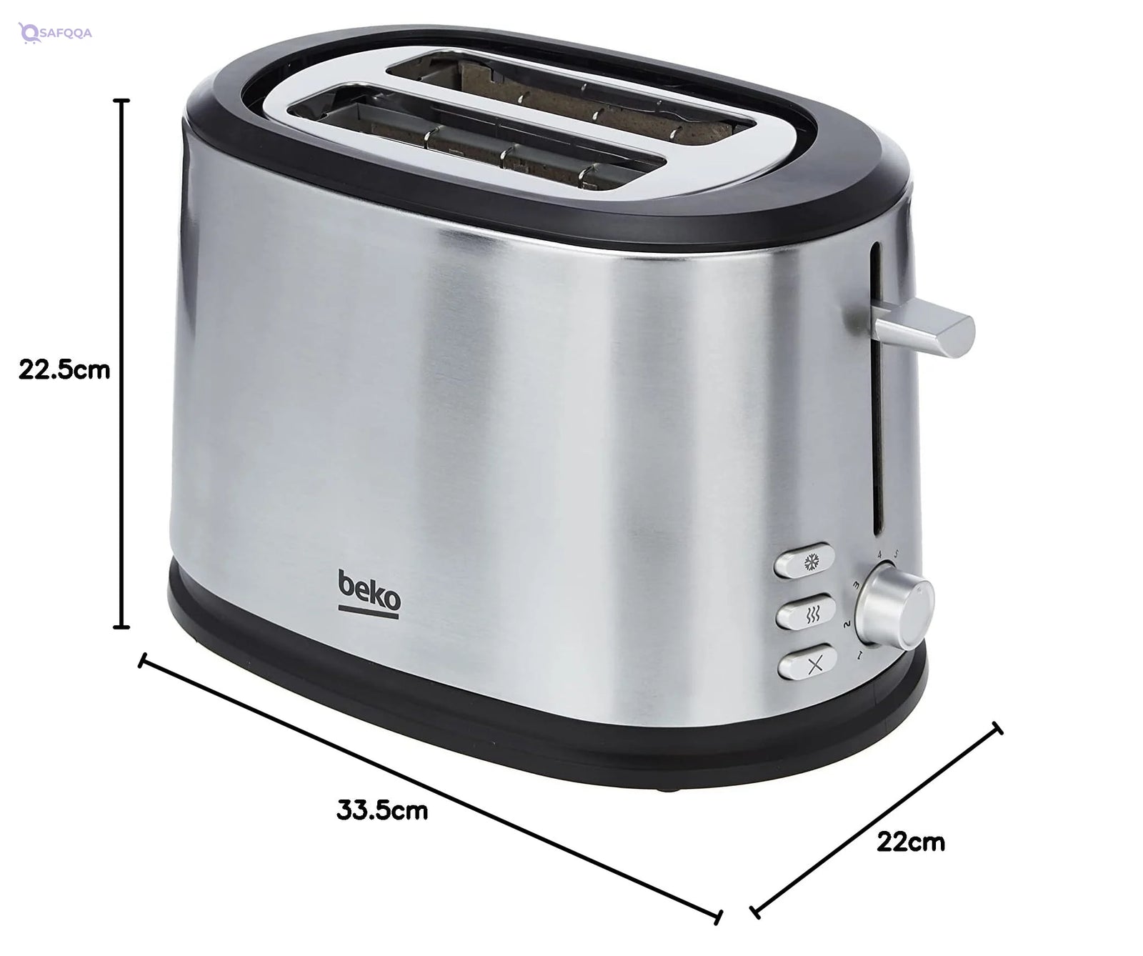 Beko TAM6201I 850W 2-Slice Toaster with 7 Toasting Levels, Stainless Steel - Safqqa
