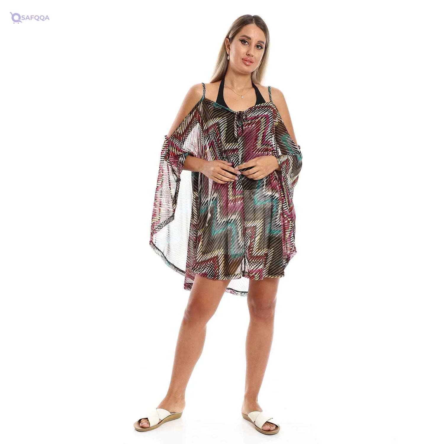 JAMILA Women Square Self Pattern Cover Up OUTERWEAR - Safqqa Egypt