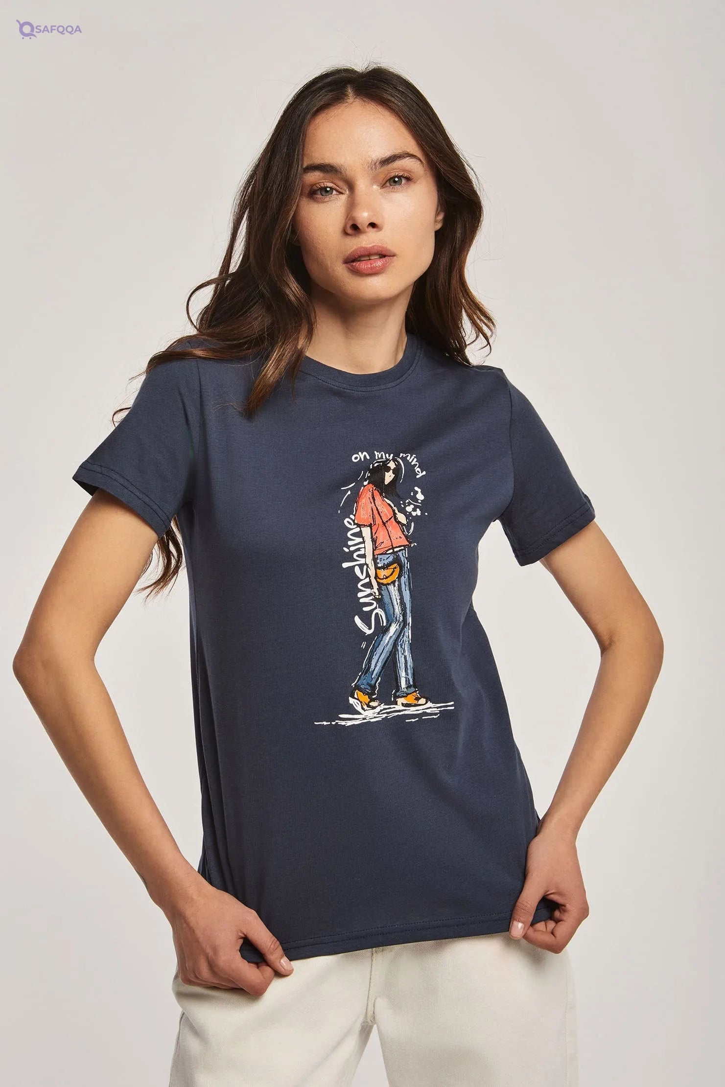 Premoda  T-Shirt For Womens Lightweight material suitable for daily wear - Safqqa