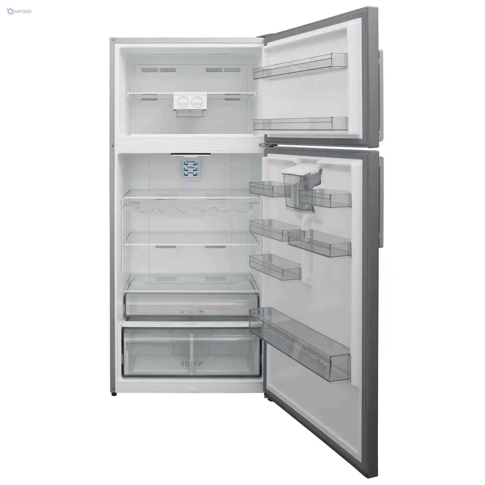 Panasonic 587L / 20.7 Cu.Ft Net Capacity 2-Door Refrigerator with Water Dispenser, Nutri Tafreez, Jumbo Freezer, Inverter Technology – Silver, Model NR-BC753DSEG. - Safqqa