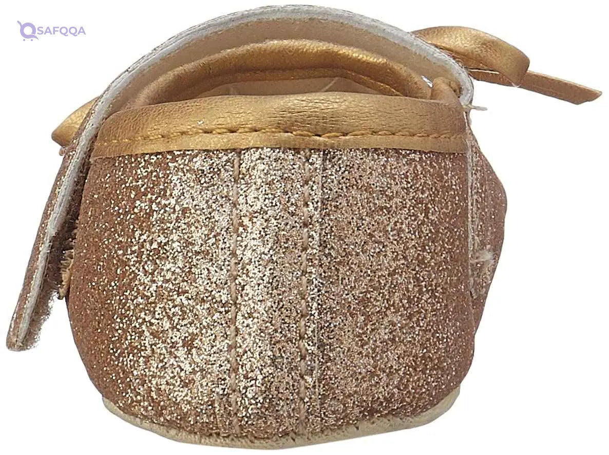 Mix & Max Metallic Bow-Detail Mary Jane Shoes for Girls - Gold, 0 - 6 Months- multi - Safqqa Egypt
