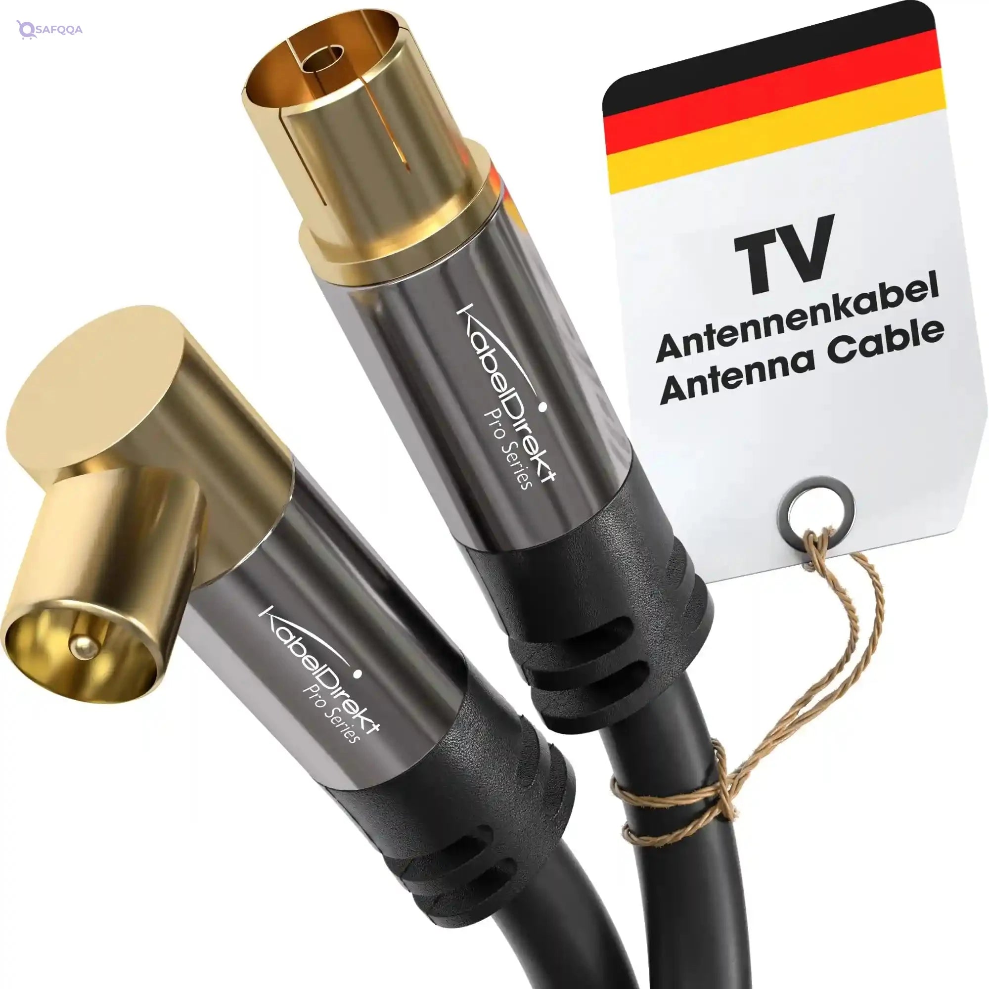 KabelDirekt – 2m 75 Ohm HDTV aerial cable, 90° angled coaxial male connector > straight coaxial female connector, coaxial cable for TV, HDTV, radio, DVB-T2, DVB-C, DVB-S (angled connector) - Safqqa Egypt