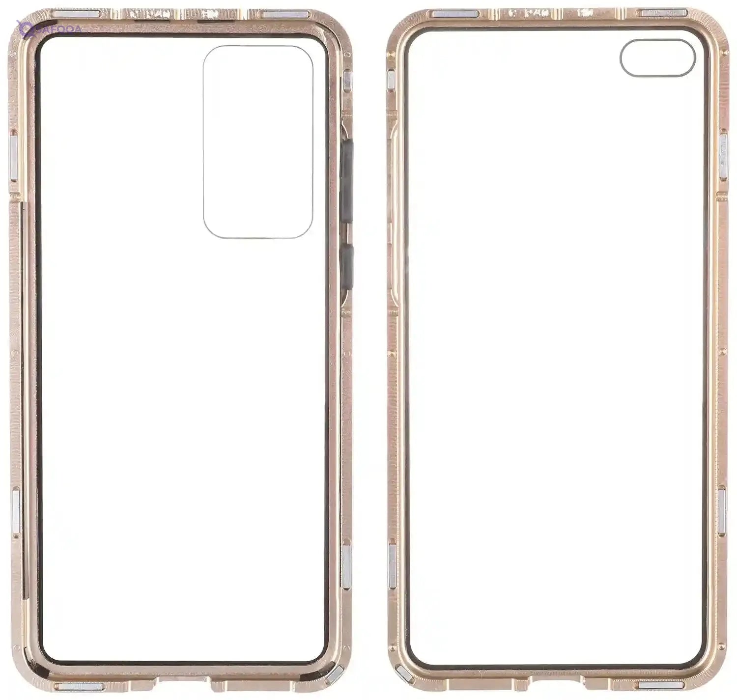 New Design 360 Full Protection Magnetic Back Cover for Huawei P40 - Clear and Gold - Safqqa