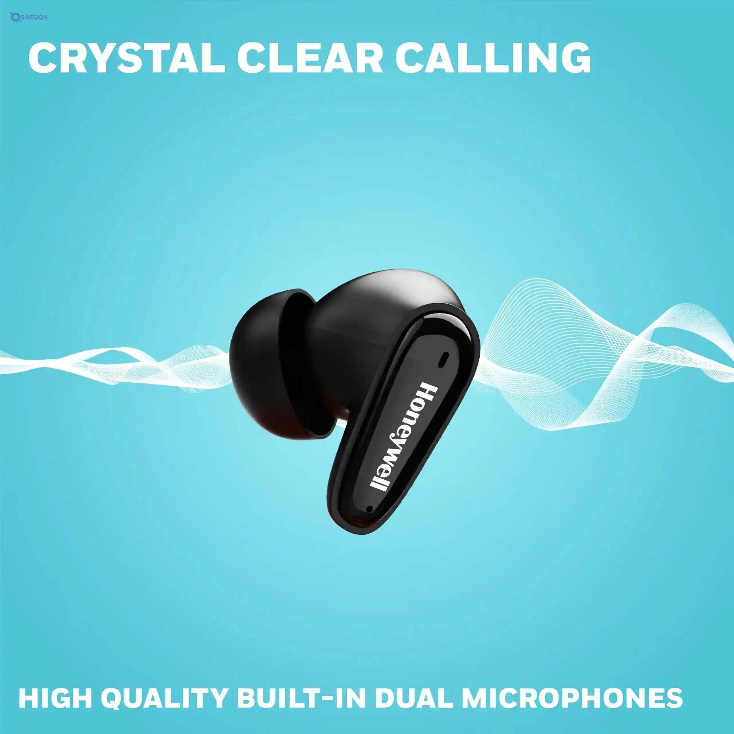 Honeywell  V1100, in-Ear True Wireless Stereo Earbuds with Digital Battery Display Case, Dual Microphones, Bluetooth V5.3, 31 Hours of Playtime, 100 Hours Stand-by, Fast Charging, Black - Safqqa