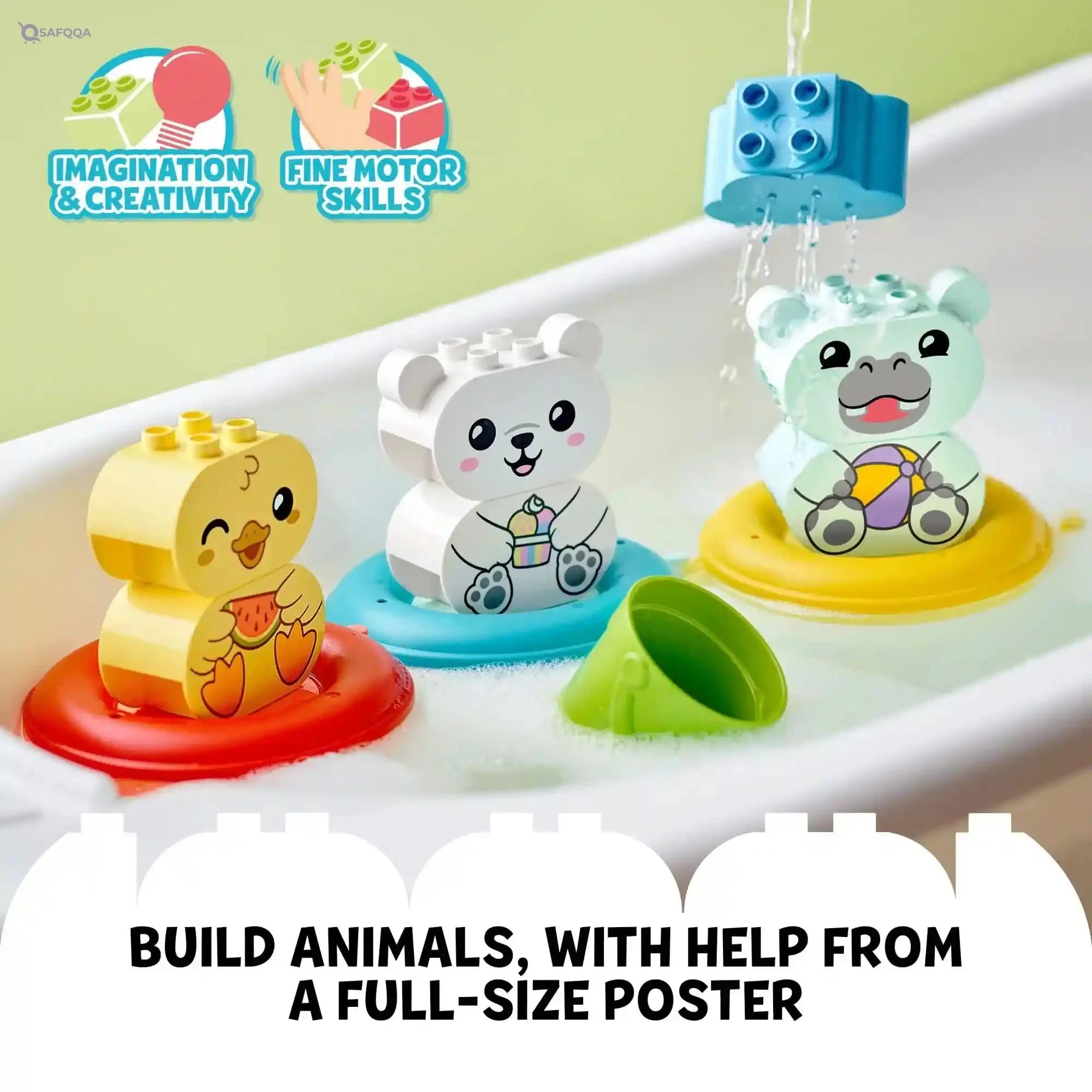 LEGO DUPLO My First Bath Time Fun: Floating Animal Train 10965 Building Toy for Preschool Kids Aged 18 Months and up (14 Pieces) - Safqqa
